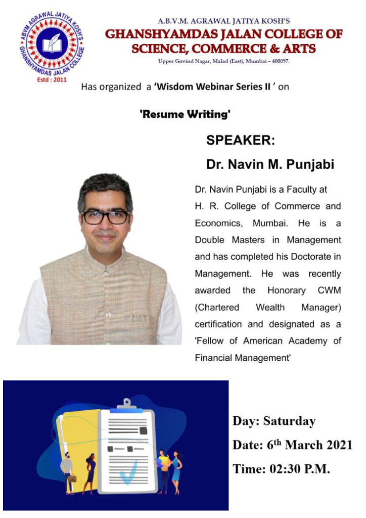 Dr. Navin Punjabi, Assistant Professor from H.R. College